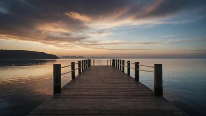 Zelfklevend Fotobehang sunset at the pier © BOUREGBA