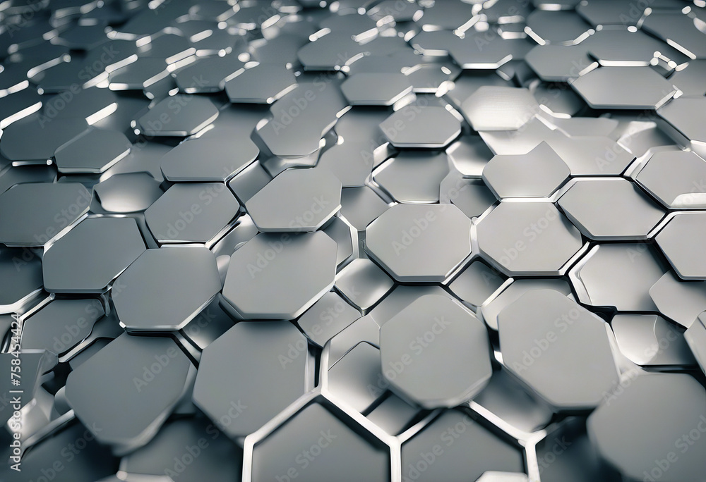 Fototapete white geometric hexagonal abstract background. surface polygon pattern with glowing hexagons honeyco