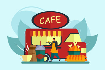 Coffee Shop Flat Illustration Design