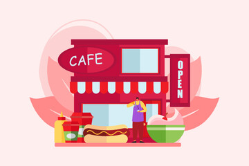 Coffee Shop Flat Illustration Design