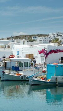 pretty Naousa town in paros greece in vertical