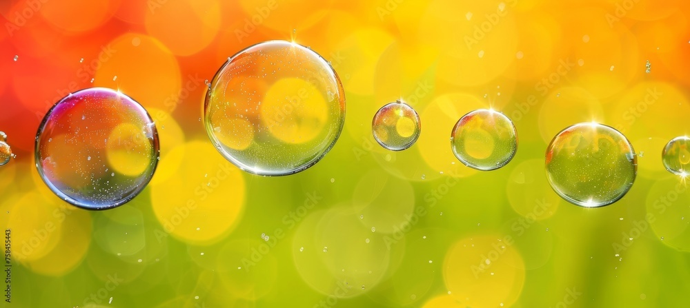 Aufkleber vivid rainbow colors reflected in soap bubbles, creating a visually captivating background image