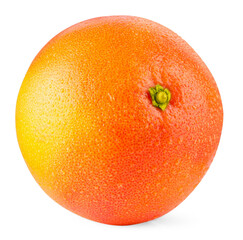 Fresh ripe grapefruit with water drops isolated on white. Citrus fruit