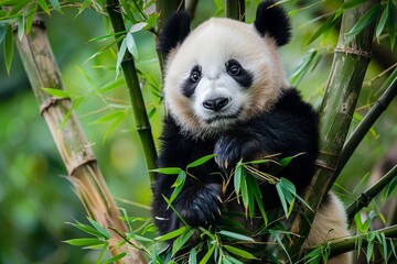 Panda in bamboo forest