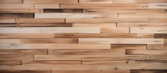 A closeup of a brown hardwood plank wall with a blurred background, showcasing the natural beauty...