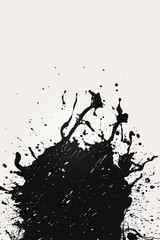 A Silhouette of paint splash in square shape, abstract shape, Simple and clean Black color silhouette design, white background