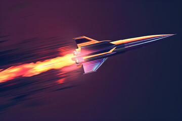 Hypersonic missile streaking through the sky at incredibly high speeds. Concept of modern war, air attack.  - obrazy, fototapety, plakaty