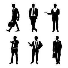 Vector silhouettes of businessmen. Set of silhouettes of business people