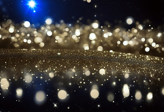 Christmas Shiny - Lights And Stars Falling On Golden Glitter stock photoBackgrounds Christmas Glittering Light - Natural Phenomenon Celebration