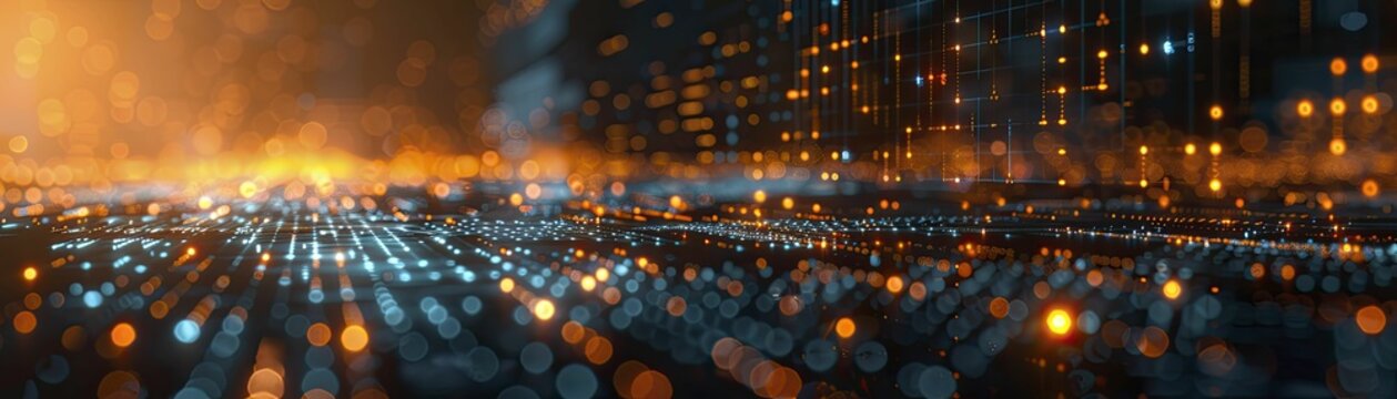 Close up on a 3D quantitative easing effects visualization, symbolizing the technological foundation, digital economy, and symmetry.