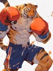 Tiger Boxer Character Illustration