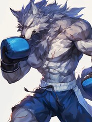 Wolf Boxer Illustration