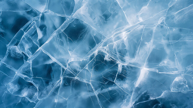 Abstract background of under ice frozen air flows in lake of baikal in winter.