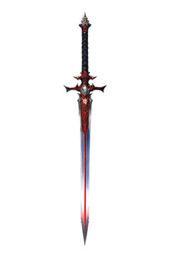 Fantasy sword isolated on transparent background. 3d rendering. Computer digital drawing.