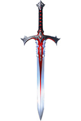 Fantasy sword isolated on transparent background. 3d render illustration.