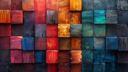 Foto op Aluminium A colorful wooden block art piece with a variety of colors © CtrlN