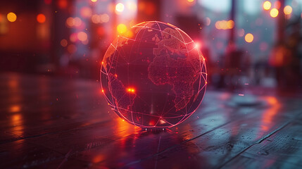 A glowing red sphere with a globe on it