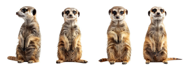 meerkat isolated on a transparent PNG background, white background , Generative Ai