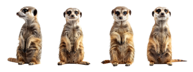meerkat isolated on a transparent PNG background, white background , Generative Ai