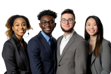 Young business crew smiling and confidence transparent background
