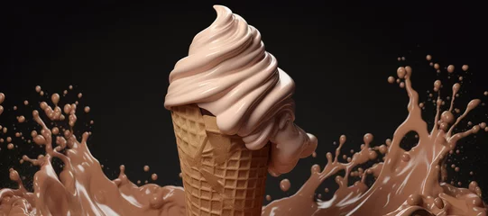 Foto auf Alu-Dibond splash of vanilla chocolate cone ice cream 52 © Nindya