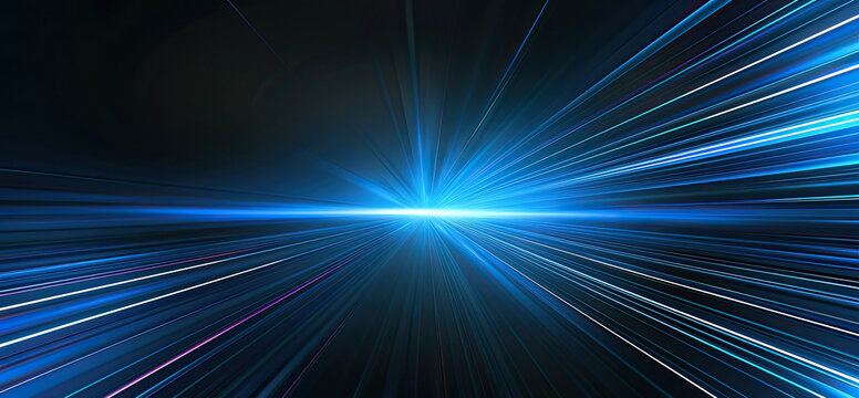 Abstract blue light rays background with glow effect technology hi tech concept design