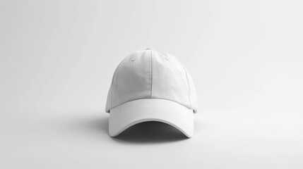 White baseball cap mockup presented on a clean white background for versatile design showcase