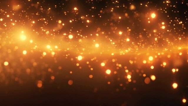 Abstract background,Golden rays ,looping motion background with flying particles.