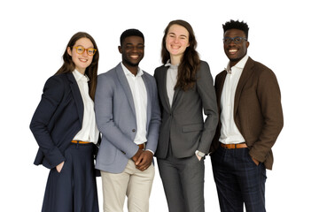Young business crew smiling and confidence transparent background