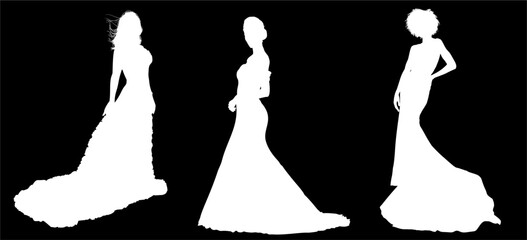 silueta, princesas, xv, boda, vestido de novia, vector, moda, ilustracion, quinceañera, iconos, bride, novia, novios, matrimonio, modelo