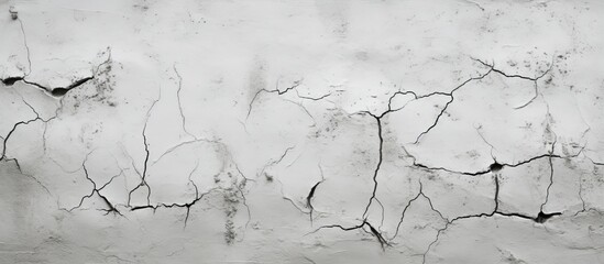 A black and white photo of a cracked wall resembling a natural landscape with snow and grass. It gives a sense of freezing liquid flowing down like an event in the wild