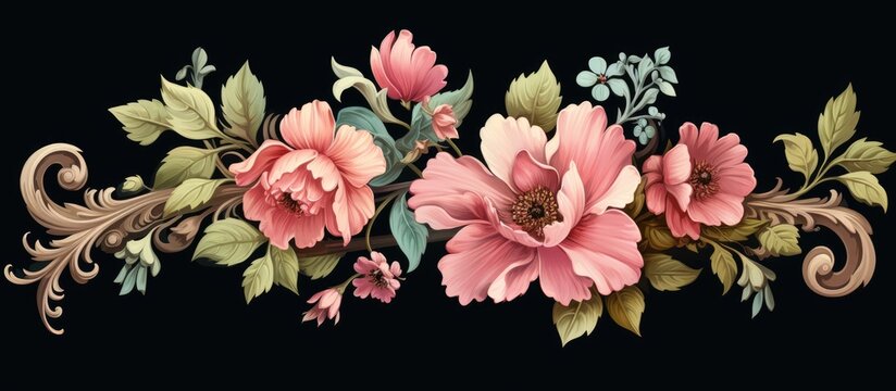 Vintage floral ornament, Victorian style