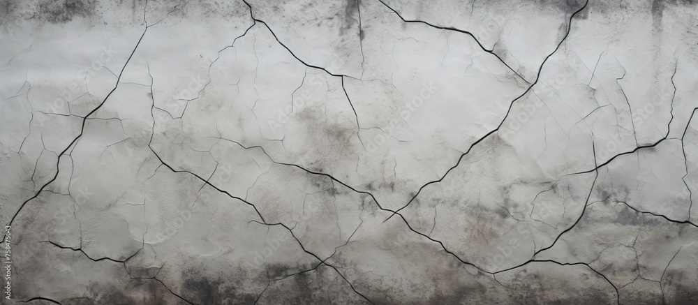 Aufkleber a close up of a cracked concrete wall with a pattern resembling twig branches, creating a composite 