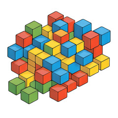 Obraz premium Blocks Hand Drawn Cartoon Style Illustration