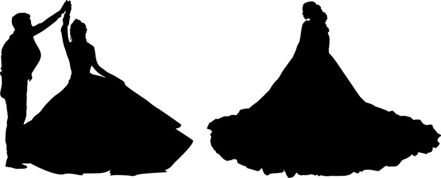 silueta, princesas, xv, boda, vestido de novia, vector, moda, ilustracion, quincea&ntilde;era, iconos, bride, novia, novios, matrimonio, modelo