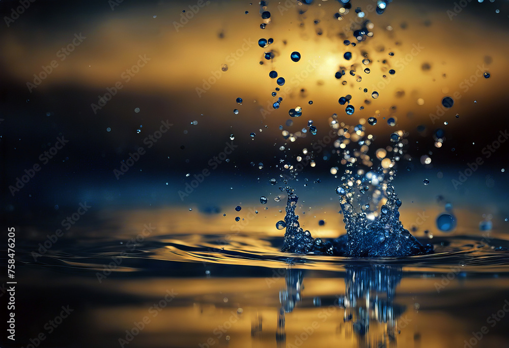 Poster Beautiful Particles With Shallow Depth Of Field - Loopable Blue Version - Abstract Background Animation Water Underwater Wave stock videoWater Underwater Backgrounds Abstract Sea