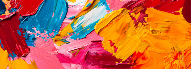 Dynamic strokes in bold colors, creating a rich texture and sense of movement.