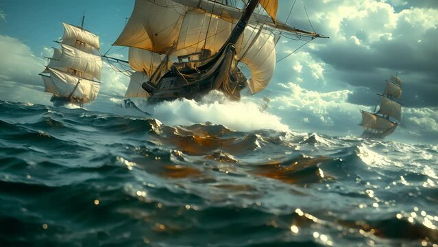 4K HD video clips Christopher Lambus set out on a sailboat to search for India but discovered the Americas on October 12, 1492.