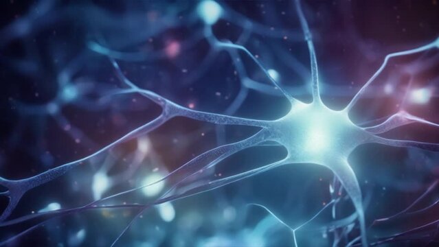 Science background, brain cells,Abstract blue colored neuron cell in the brain