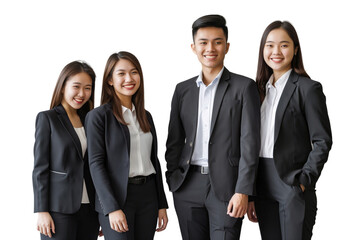 Young business crew smiling and confidence transparent background