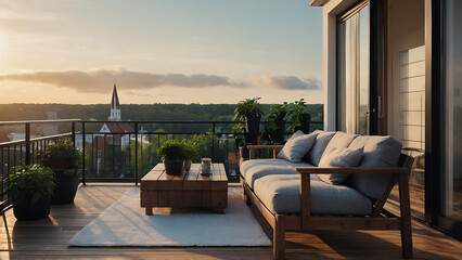 Fototapeta premium terrace overlooking the ocean