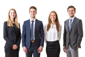 Young business crew smiling and confidence transparent background