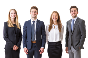 Young business crew smiling and confidence transparent background