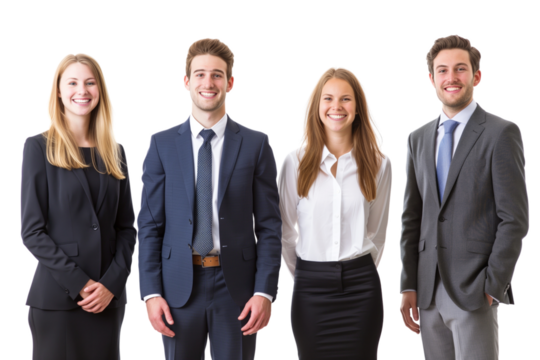Young business crew smiling and confidence transparent background