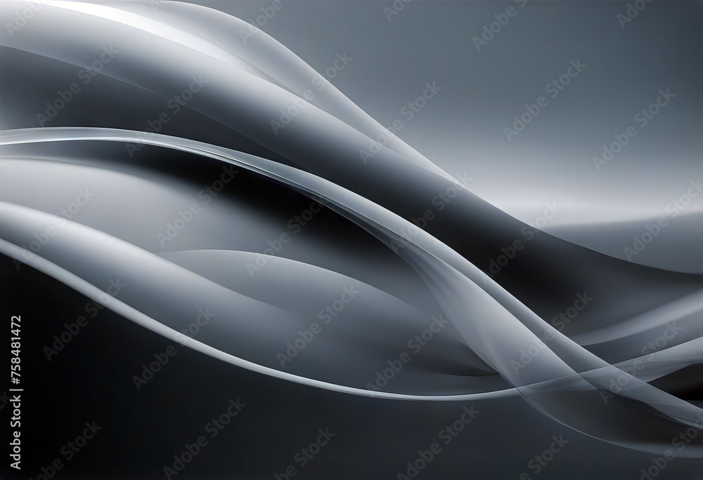 Aufkleber flowing grey curve shape with soft gradient vector abstract background relaxing and tranquil art eas