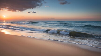 夕陽に照らされた海