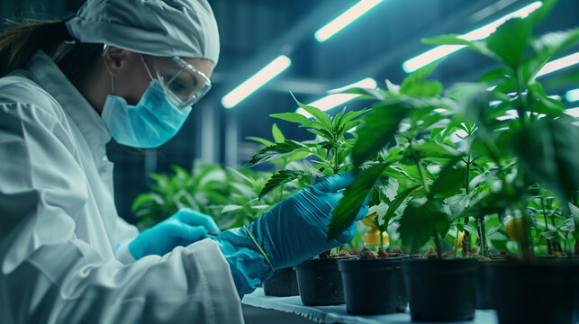 scientist working in the laboratory, A team of scientists conducting experiments on the effects of microgravity on plant growth  photography