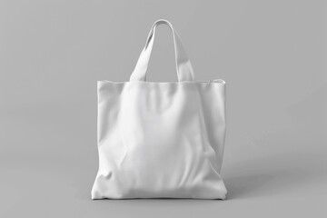 Shopping white blank tote bag mockup in simple white background. Advertising concept for your design and promotion..