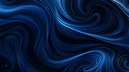 Abstract background composed of blue curves and waves, full of high-end light, blue and black tones, used for product display
