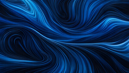 Abstract background composed of blue curves and waves, full of high-end light, blue and black tones, used for product display
